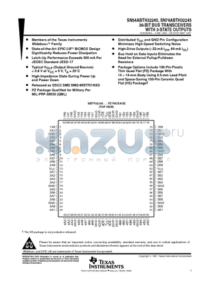 SN54ABTH32245 datasheet - 36-BIT BUS TRANSCEIVERS WITH 3-STATE OUTPUTS