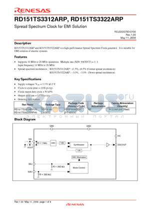 RD151TS3312ARP datasheet - Spread Spectrum Clock for EMI Solution