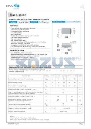 SS12E_09 datasheet - SURFACE MOUNT SCHOTTKY BARRIER RECTIFIER