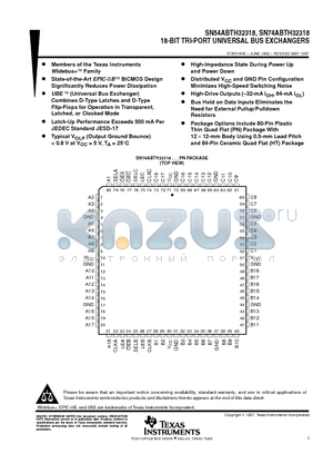 SN54ABTH32318 datasheet - 18-BIT TRI-PORT UNIVERSAL BUS EXCHANGERS