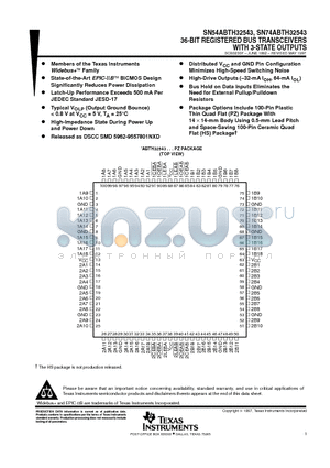 SN54ABTH32543HS datasheet - 36-BIT REGISTERED BUS TRANSCEIVERS WITH 3-STATE OUTPUTS