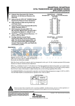 SN54ABTR2245 datasheet - OCTAL TRANSCEIVERS AND LINE/MEMORY DRIVERS WITH 3-STATE OUTPUTS