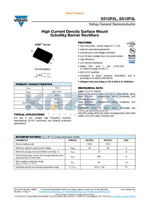 SS12P3L datasheet - High Current Density Surface Mount Schottky Barrier Rectifiers