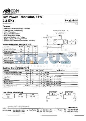 PH2323-14 datasheet - CW Power Transistor,14W 2.3 GHz
