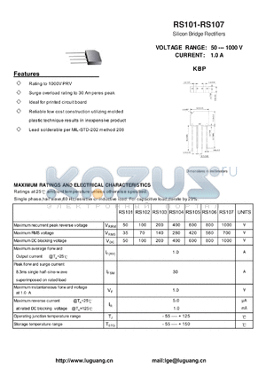 RS102 datasheet - Silicon Bridge Rectifiers