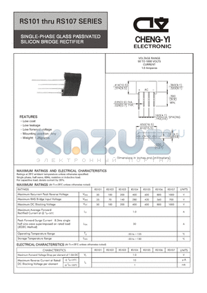 RS103 datasheet - SINGLE-PHASE GLASS PASSIVATED SILICON BRIDGE RECTIFIER