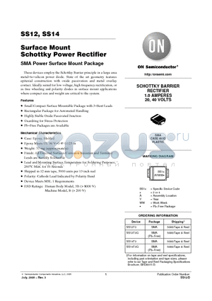 SS12T3G datasheet - Surface Mount Schottky Power Rectifier