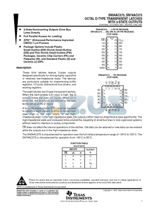 SN54AC373FK datasheet - OCTAL D-TYPE TRANSPARENT LATCHES WITH 3-STATE OUTPUTS