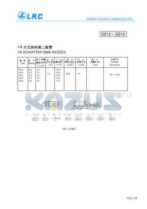 SS13 datasheet - 1A SCHOTTKY SMA DIODES