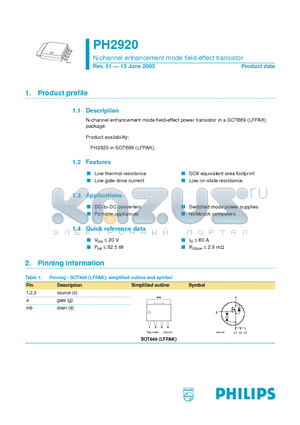 PH2920 datasheet - N-channel enhancement mode field-effect transistor