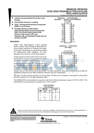 SN54AC534J datasheet - OCTAL EDGE-TRIGGERED D-TYPE FLIP-FLOPS WITH 3-STATE OUTPUTS