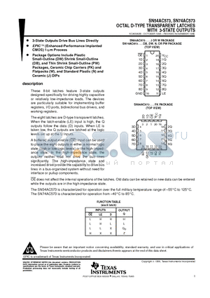 SN54AC573 datasheet - OCTAL D-TYPE TRANSPARENT LATCHES WITH 3-STATE OUTPUTS