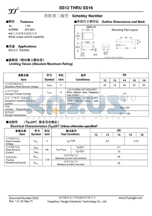 SS13 datasheet - Schottky Rectifier