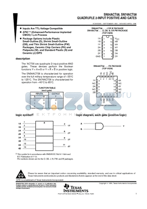 SN54ACT08W datasheet - QUADRUPLE 2-INPUT POSITIVE-AND GATES