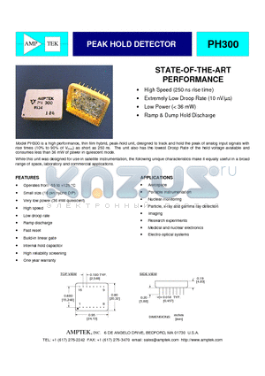 PH300 datasheet - PEAK HOLD DETECTOR