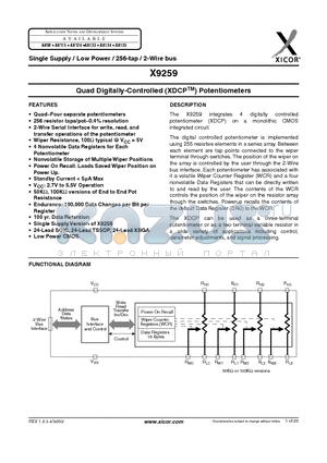 X9259TB24-2.7 datasheet - Quad Digitally-Controlled (XDCP) Potentiometers