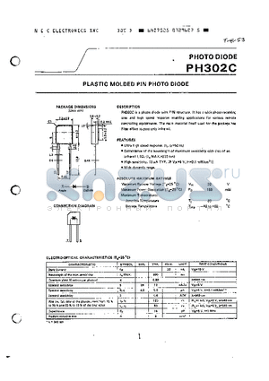 PH302C datasheet - PLASTIC MOLDED PIN PHOTO DIODE