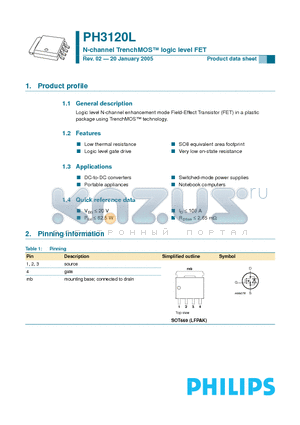 PH3120L datasheet - N-channel TrenchMOS logic level FET