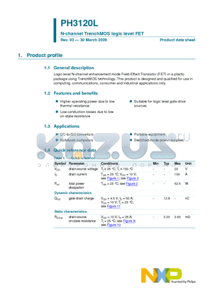 PH3120L datasheet - N-channel TrenchMOS logic level FET