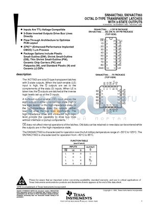 SN54ACT563 datasheet - OCTAL D-TYPE TRANSPARENT LATCHES WITH 3-STATE OUTPUTS