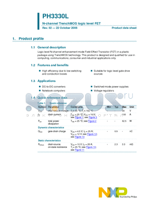 PH3330L datasheet - N-channel TrenchMOS logic level FET