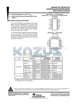 SN54AHC126FK datasheet - QUADRUPLE BUS BUFFER GATES WITH 3-STATE OUTPUTS