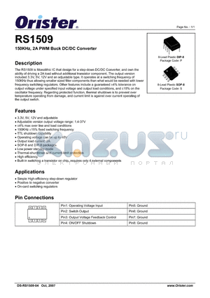 RS1509P-5.0 datasheet - 150KHz, 2A PWM Buck DC/DC Converter