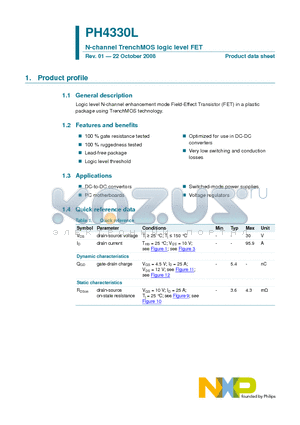 PH4330L datasheet - N-channel TrenchMOS logic level FET