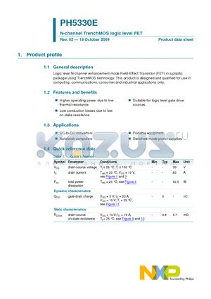 PH5330E datasheet - N-channel TrenchMOS logic level FET