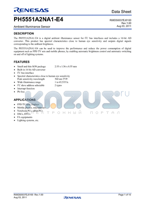 PH5551A2NA1-E4 datasheet - Ambient Illuminance Sensor