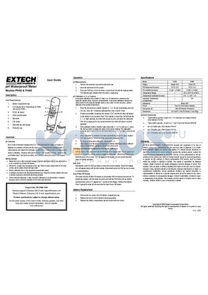 PH60 datasheet - pH Waterproof Meter