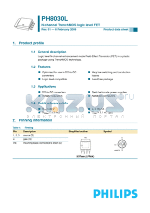 PH8030L datasheet - N-channel TrenchMOS logic level FET