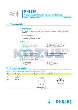 PH8230 datasheet - N-channel enhancement mode field-effect transistor