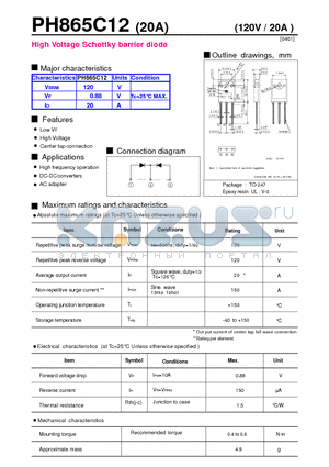 PH865C12 datasheet - High Voltage Schottky barrier diode