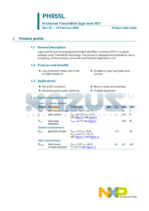 PH955L datasheet - N-channel TrenchMOS logic level FET