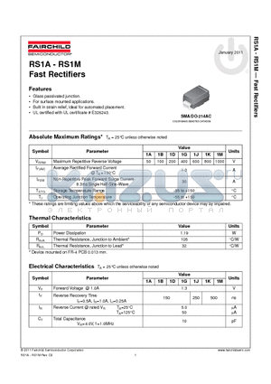 RS1A_11 datasheet - Fast Rectifiers