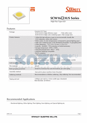 SCW1643US-50 datasheet - High Flux Type LED