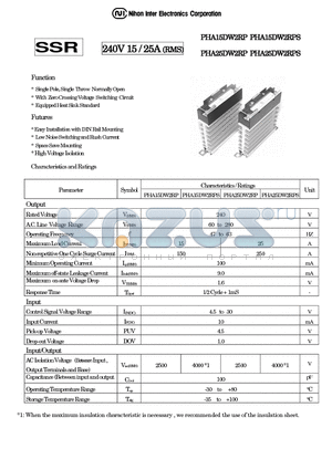 PHA25DW2RP datasheet - SSR - 240V 15/25A (RMS)