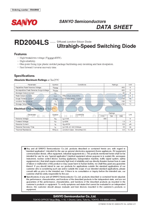 RD2004LS datasheet - Diffused Junction Silicon Diode Ultrahigh-Speed Switching Diode