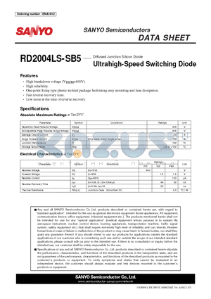 RD2004LS-SB5 datasheet - Diffused Junction Silicon Diode Ultrahigh-Speed Switching Diode