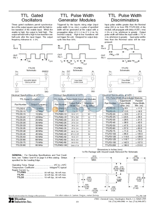 TTLOS-5 datasheet - TTL Gated Oscillators / Pulse Width Generator Modules / Pulse Width Discriminators