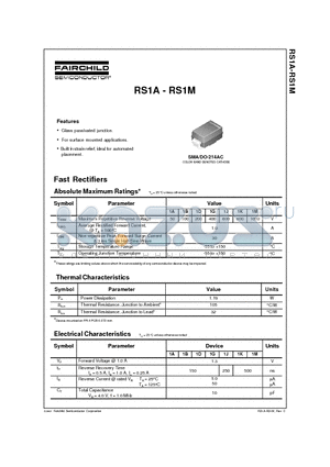 RS1D datasheet - Fast Rectifiers