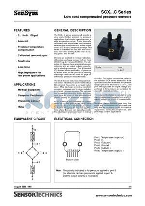 SCX05DNC datasheet - Low cost compensated pressure sensors