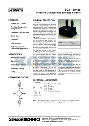 SCX150DN datasheet - Precision Compensated Pressure Sensors