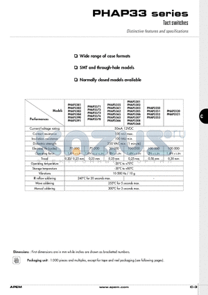 PHAP3305ASR datasheet - Tact switches