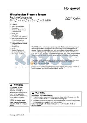 SCXL004DN datasheet - Microstructure Pressure Sensors Precision Compensated 0 in H2O to 4 in H2O and 0 in H2O to 10 in H2O