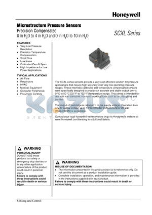 SCXL010DN datasheet - Microstructure Pressure Sensors Precision Compensated 0 in H2O to 4 in H2O and 0 in H2O to 10 in H2O