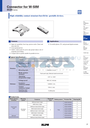 SCZA datasheet - Connector for W-SIM