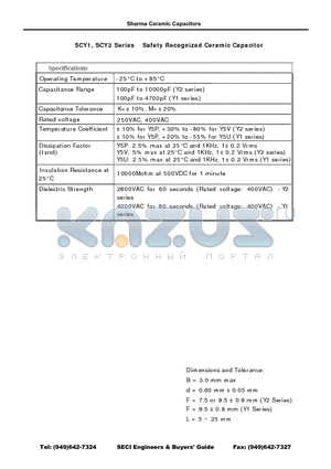 SCY1 datasheet - Sharma Ceramic Capacitors