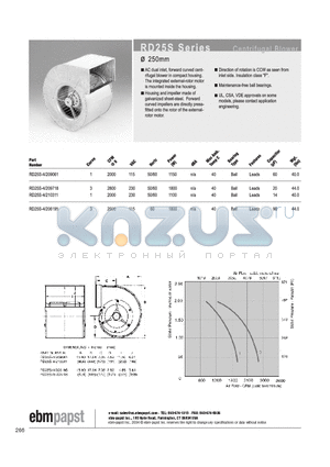 RD25S-4/206198 datasheet - CENTRIFUGAL BLOWER